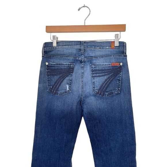 7 For All Mankind | Dojo Women’s Medium Wash Mid Rise Raw Hem Jeans 29 - Picture 4 of 8